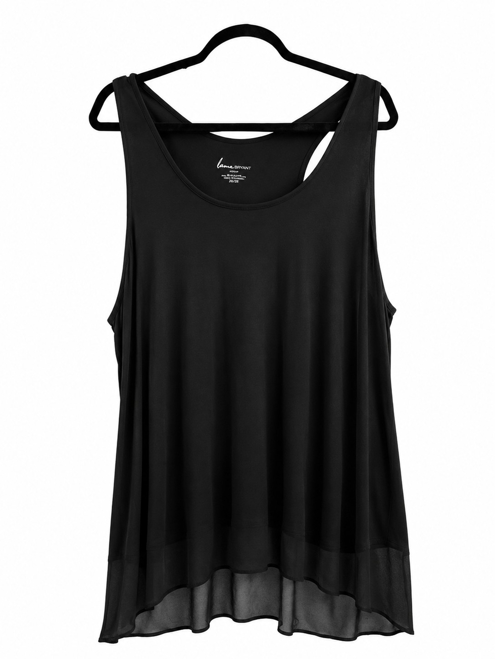 Lane Bryant Black Sleeveless Chiffon Hem Tank Top 22/24